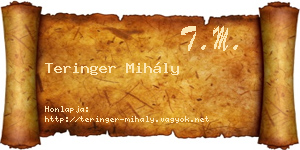 Teringer Mihály névjegykártya